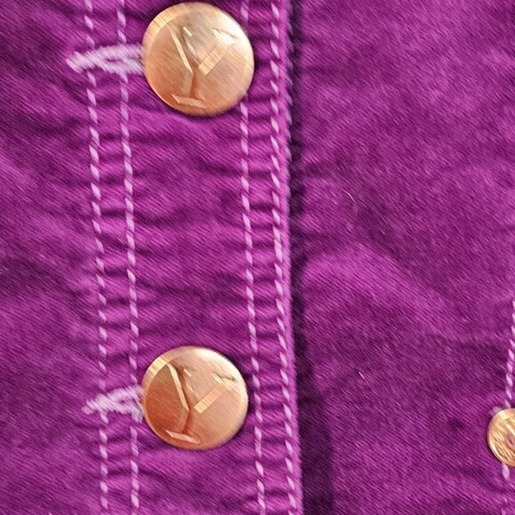 Girls Purple Velvet Jacket Size L (10/12) With Gold Button Details《920》J - Picture 6 of 8